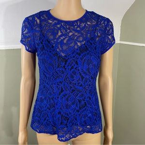 Nanette Lepore Crochet Lace Short Sleeve Top